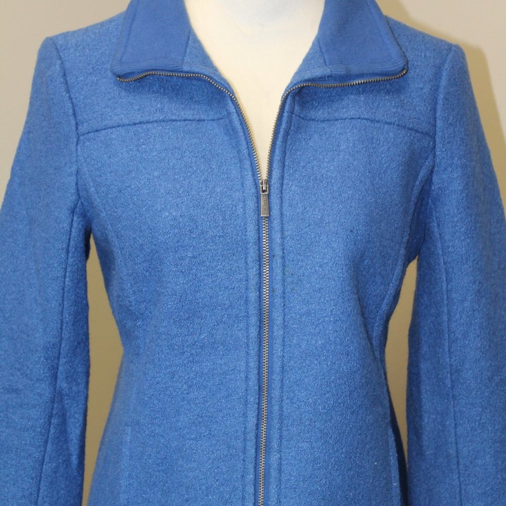Land's End Women's Zipper Front, Wool-blend Blue Jacket, 4P